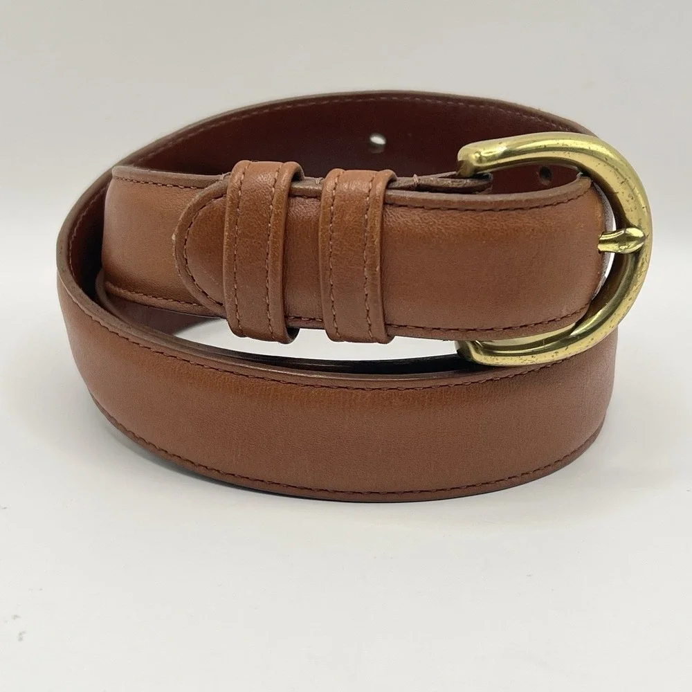VTG Coach 8400 Glove Tanned Cowhide Belt Large British Tan Cognac Brass Buckle